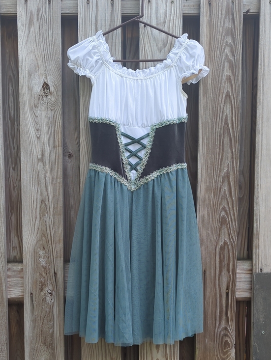 Weissman Dresses & Skirts - Weissman White, Sage and Brown Corset-Style Peasant Midi Dress
